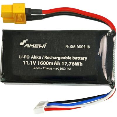 Amewi Batterie LiPo 3S 11,1V 1600mAh XT60 (1600 mAh, 11.10 V) Amewi Batterie LiPo 3S 11,1V 1600mAh XT60 (1600 mAh, 11.10 V)