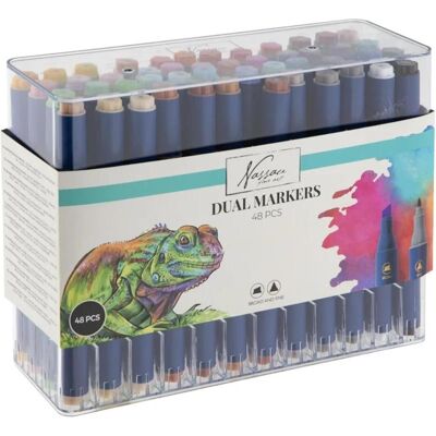 Nassau, Marqueur, Round dual markers 48 pcs (48x) Nassau, Marqueur, Round dual markers 48 pcs (48x)