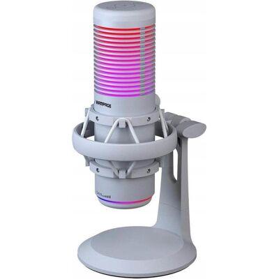 Rampage Mikrofon - BEMOL (USB, PC/MAC/Android, zajelnyomó, állvány, fehér, 2m kábel, RGB), Microphone Rampage Mikrofon - BEMOL (USB, PC/MAC/Android, zajelnyomó, állvány, fehér, 2m kábel, RGB), Microphone
