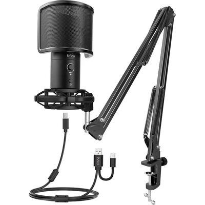 Fifine Komplektas : Kondensatorinis Mikrofonas T683 Juodas (Juodas) + LAIKIKLIS +, Microphone Fifine Komplektas : Kondensatorinis Mikrofonas T683 Juodas (Juodas) + LAIKIKLIS +, Microphone