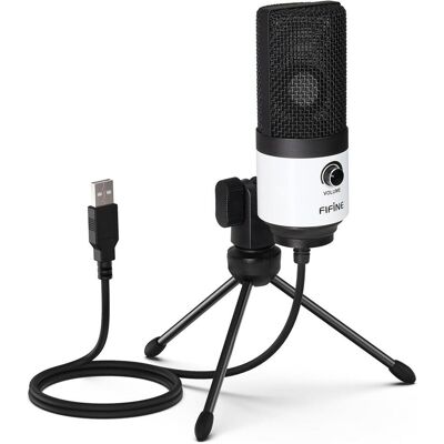 Fifine Mikrofon Mikrofon studyjny K669BW (biały), Microphone Fifine Mikrofon Mikrofon studyjny K669BW (biały), Microphone