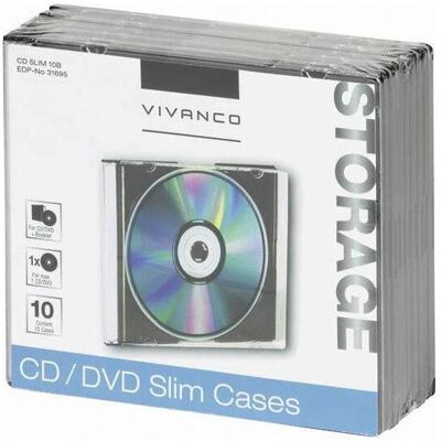 Vivanco CD/DVD Slim Case, 10er Pack, CD + DVD : accessoires Vivanco CD/DVD Slim Case, 10er Pack, CD + DVD : accessoires
