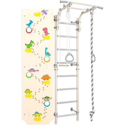 Monkey-Gym Espalier de gymnastique avec barre de traction et mur d’escalade Comet Next 1 Dino - blanc Monkey-Gym Espalier de gymnastique avec barre de traction et mur d’escalade Comet Next 1 Dino - blanc