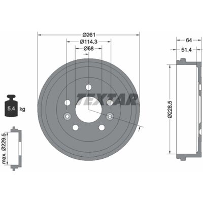 Textar Tambour de Frein - Compatible avec Dacia, Nissan - Ø 228,5 mm Textar Tambour de Frein - Compatible avec Dacia, Nissan - Ø 228,5 mm