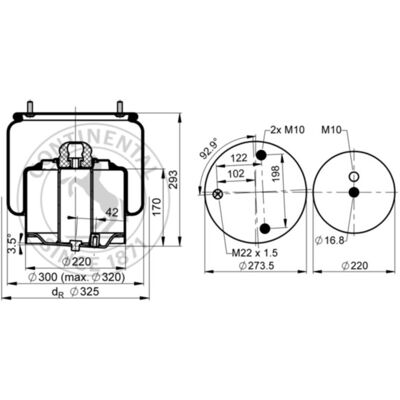 CONTITECH 6751 N P02 L Amortisseur d'air - Suspension pneumatique CONTITECH 6751 N P02 L Amortisseur d'air - Suspension pneumatique