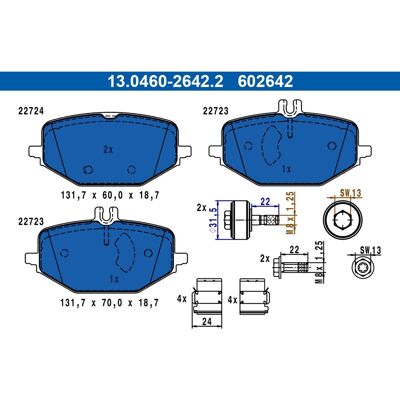ATE 13.0460-2642.2 - Plaquettes de frein pour Mercedes-Benz ATE 13.0460-2642.2 - Plaquettes de frein pour Mercedes-Benz
