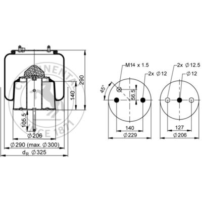CONTITECH 6710 N P02 Ressort pneumatique - Composant suspension CONTITECH 6710 N P02 Ressort pneumatique - Composant suspension