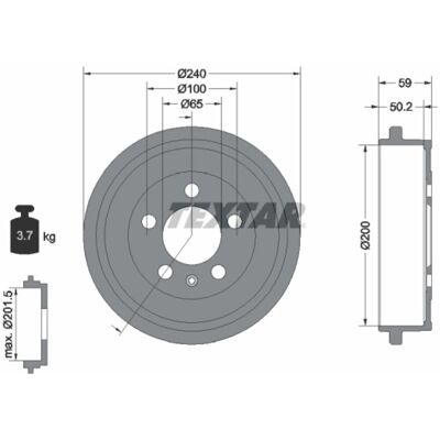 TEXTAR Tambour de Frein - Compatible avec VW Polo V 3/5 portes TEXTAR Tambour de Frein - Compatible avec VW Polo V 3/5 portes