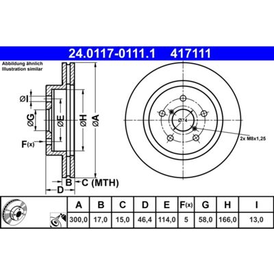 Disque de frein ATE 24.0117-0111.1 ventilé SUBARU Outback Levorg - disque de frein Disque de frein ATE 24.0117-0111.1 ventilé SUBARU Outback Levorg - disque de frein
