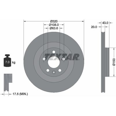 Disque de frein TEXTAR 92309703 arrière, ventilé, 1 pièce Disque de frein TEXTAR 92309703 arrière, ventilé, 1 pièce