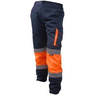 Pantalon de travail bleu marine avec empiècements orange, BETA BEVWTC17ON, taille XL Pantalon de travail bleu marine avec empiècements orange, BETA BEVWTC17ON, taille XL