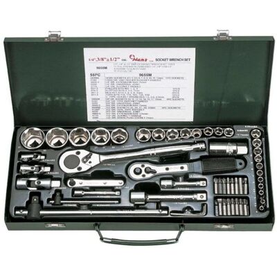 Ensemble de 55 clés à douille HANS - 1/4, 3/8, 1/2 pouce - Outils Ensemble de 55 clés à douille HANS - 1/4, 3/8, 1/2 pouce - Outils