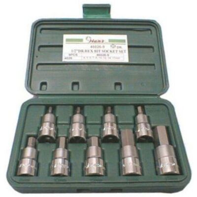 Jeu de 9 douilles hexagonales HANS 1/2" Jeu de 9 douilles hexagonales HANS 1/2"
