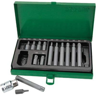 Jeu de 15 embouts TORX TOPTUL - Adaptateurs T courts et longs - 1/2 pouce Jeu de 15 embouts TORX TOPTUL - Adaptateurs T courts et longs - 1/2 pouce