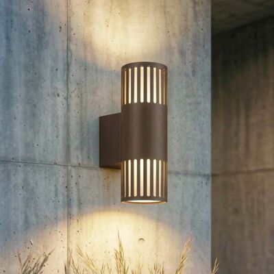 Applique d'extérieur Lurinda, marron, à 2 lampes, IP44, Ø 10 cm, E27 - Lindby - Balcon - Moderne - Métal - Multi-ampoules Applique d'extérieur Lurinda, marron, à 2 lampes, IP44, Ø 10 cm, E27 - Lindby - Balcon - Moderne - Métal - Multi-ampoules