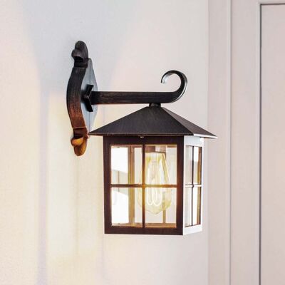 Applique d'extérieur Ida, couleur rouille, 34 cm, lanterne, E27 - Lindby - Balcon - Ancien - Aluminium - À ampoule unique Applique d'extérieur Ida, couleur rouille, 34 cm, lanterne, E27 - Lindby - Balcon - Ancien - Aluminium - À ampoule unique