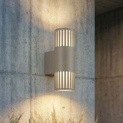 Applique d'extérieur Lurinda, gris pierre, à 2 lampes, IP44, Ø 10 cm - Lindby - Balcon - Moderne - Métal - Multi-ampoules Applique d'extérieur Lurinda, gris pierre, à 2 lampes, IP44, Ø 10 cm - Lindby - Balcon - Moderne - Métal - Multi-ampoules