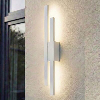 Applique d'extérieur LED Sakari, hauteur 59 cm, aluminium, blanc - Lindby - Terrasse - Moderne - Multi-ampoules Applique d'extérieur LED Sakari, hauteur 59 cm, aluminium, blanc - Lindby - Terrasse - Moderne - Multi-ampoules