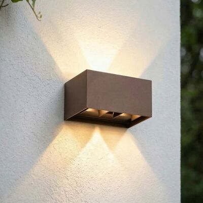 Applique d'extérieur LED Nivar, couleur rouille, à 4 lampes, 20 cm, IP54 - Lindby - Terrasse - Moderne - Aluminium - Angulaire Applique d'extérieur LED Nivar, couleur rouille, à 4 lampes, 20 cm, IP54 - Lindby - Terrasse - Moderne - Aluminium - Angulaire
