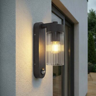 Applique d'extérieur Kaliro, 24 cm, anthracite, capteur, IP54 - Lindby - Terrasse - Moderne - Aluminium - À ampoule unique Applique d'extérieur Kaliro, 24 cm, anthracite, capteur, IP54 - Lindby - Terrasse - Moderne - Aluminium - À ampoule unique
