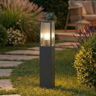 Bornes lumineuses Peldar, 80 cm, anthracite/rainurée - Lindby - Terrasse - Moderne - Aluminium - À ampoule unique Bornes lumineuses Peldar, 80 cm, anthracite/rainurée - Lindby - Terrasse - Moderne - Aluminium - À ampoule unique