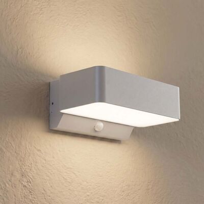 Applique d'extérieur LED Fando, argent, 22,5 cm, capteur, IP44 - Lindby - Aluminium - Angulaire Applique d'extérieur LED Fando, argent, 22,5 cm, capteur, IP44 - Lindby - Aluminium - Angulaire