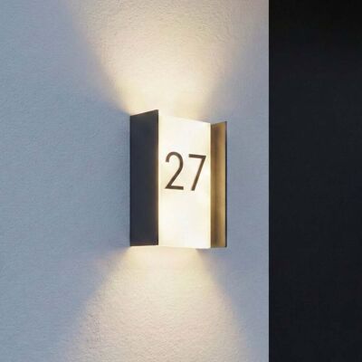 Applique d'extérieur LED Selqa, anthracite, IP65, numéro de maison - Lindby - Balcon - Moderne - Métal - Angulaire Applique d'extérieur LED Selqa, anthracite, IP65, numéro de maison - Lindby - Balcon - Moderne - Métal - Angulaire