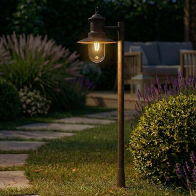 Borne lumineuse Eloretta, 110 cm, acier, rouille, E27, IP44 - Lindby - Terrasse - Rustique - Métal - À ampoule unique Borne lumineuse Eloretta, 110 cm, acier, rouille, E27, IP44 - Lindby - Terrasse - Rustique - Métal - À ampoule unique
