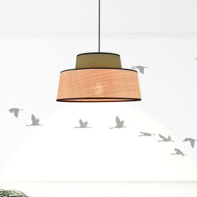 Suspension Mallorca kaki/couleur naturelle, Ø 38 cm - COREP SAS - Salon / séjour - Tissu / textile - Avec abat-jour Suspension Mallorca kaki/couleur naturelle, Ø 38 cm - COREP SAS - Salon / séjour - Tissu / textile - Avec abat-jour