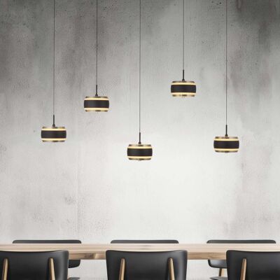 Suspension LED Falling Rings noire, 101 cm, à 5 lampes - PURE - Salon / séjour - Moderne - Métal - Multi-ampoules Suspension LED Falling Rings noire, 101 cm, à 5 lampes - PURE - Salon / séjour - Moderne - Métal - Multi-ampoules