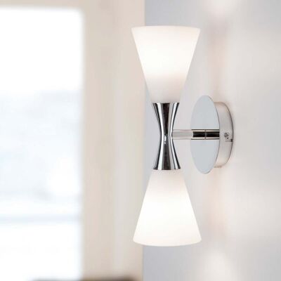 Herstal Harlekin - Applique Murale 2 Lumières Haut et Bas Chrome - IP20 Herstal Harlekin - Applique Murale 2 Lumières Haut et Bas Chrome - IP20