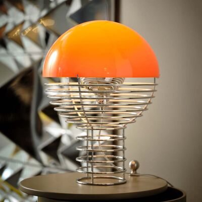 Lampe à poser Wire Ø30 Chrome/Orange - VERPAN Wire Small - Salon / séjour - Design - Métal - Avec abat-jour Lampe à poser Wire Ø30 Chrome/Orange - VERPAN Wire Small - Salon / séjour - Design - Métal - Avec abat-jour