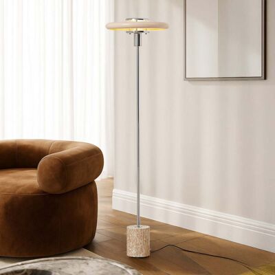 Lampe sur pied Branford, beige, rétro, métal/travertin - Lindby - Salon / séjour - Vintage / rétro - À ampoule unique Lampe sur pied Branford, beige, rétro, métal/travertin - Lindby - Salon / séjour - Vintage / rétro - À ampoule unique