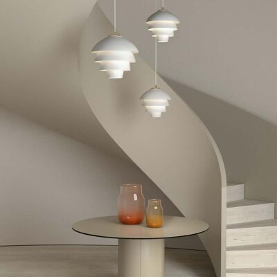 Suspension Valencia, Ø 32 cm, blanc/laiton, E27 - Belid - Salon / séjour - Design - Métal - À ampoule unique Suspension Valencia, Ø 32 cm, blanc/laiton, E27 - Belid - Salon / séjour - Design - Métal - À ampoule unique