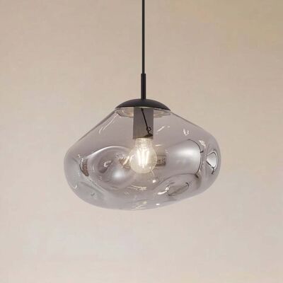 Lindby Lelia Suspension en verre gris fumé - Lampe suspendue Lindby Lelia Suspension en verre gris fumé - Lampe suspendue