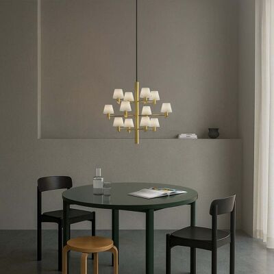 Gil Lustre, couleur laiton, Ø 67 cm, à 12 lampes - Herstal - Salon / séjour - Design - Métal - Multi-ampoules Gil Lustre, couleur laiton, Ø 67 cm, à 12 lampes - Herstal - Salon / séjour - Design - Métal - Multi-ampoules