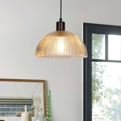 Suspension Duomo transparente/noire Ø 25 cm - COREP SAS - Salon / séjour - Verre - Avec abat-jour Suspension Duomo transparente/noire Ø 25 cm - COREP SAS - Salon / séjour - Verre - Avec abat-jour