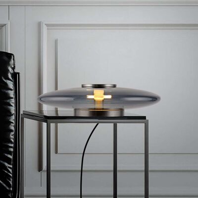 Lampe de table LED Vitrum, grise, verre/aluminium, variateur tactile - PURE - Salon / séjour - Moderne - Avec abat-jour Lampe de table LED Vitrum, grise, verre/aluminium, variateur tactile - PURE - Salon / séjour - Moderne - Avec abat-jour