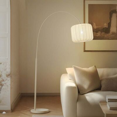 Lampadaire arqué Helin, beige, textile, hauteur 198,5 cm - Lindby - Salon / séjour - Moderne - Tissu / textile - À ampoule unique Lampadaire arqué Helin, beige, textile, hauteur 198,5 cm - Lindby - Salon / séjour - Moderne - Tissu / textile - À ampoule unique