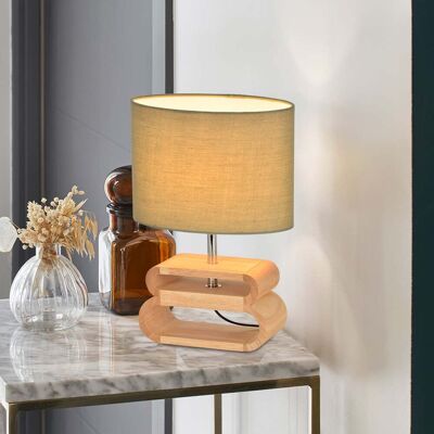 Lampe à poser Oslo, blanc/bois clair, hauteur 30 cm - COREP SAS - Salon / séjour - Scandinave - Tissu / textile - Avec abat-jour Lampe à poser Oslo, blanc/bois clair, hauteur 30 cm - COREP SAS - Salon / séjour - Scandinave - Tissu / textile - Avec abat-jour