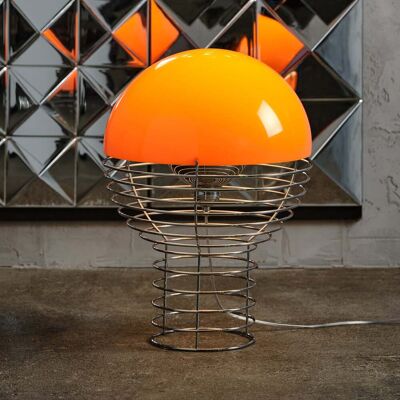 Wire Lampe de Table Ø40 Chrome/Orange - Verpan Wire Large - Salon / séjour - Design - Métal - Avec abat-jour Wire Lampe de Table Ø40 Chrome/Orange - Verpan Wire Large - Salon / séjour - Design - Métal - Avec abat-jour