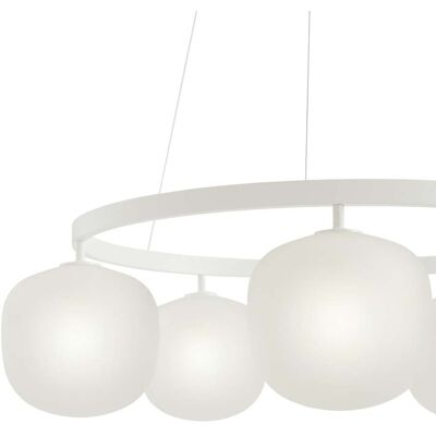 Suspension en verre blanc, Ø 80 cm, G9 - Muuto - Salon / séjour - Design - Multi-ampoules Suspension en verre blanc, Ø 80 cm, G9 - Muuto - Salon / séjour - Design - Multi-ampoules