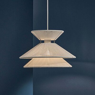 Kiku Suspension Ø35,5 Blanc - Frandsen - Salon / séjour - Design - Tissu / textile - Avec abat-jour Kiku Suspension Ø35,5 Blanc - Frandsen - Salon / séjour - Design - Tissu / textile - Avec abat-jour