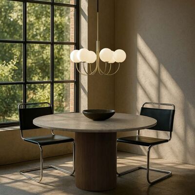 Lustre BALLON, couleur laiton, Ø 60 cm, à 6 lampes - Herstal - Salon / séjour - Design - Métal - Multi-ampoules Lustre BALLON, couleur laiton, Ø 60 cm, à 6 lampes - Herstal - Salon / séjour - Design - Métal - Multi-ampoules