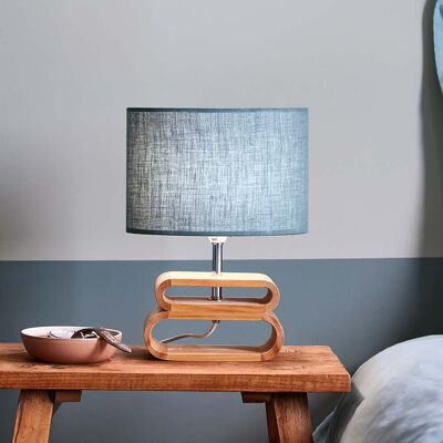 Lampe à poser Oslo, blanc/bois clair, hauteur 30 cm - COREP SAS - Salon / séjour - Scandinave - Tissu / textile - Avec abat-jour Lampe à poser Oslo, blanc/bois clair, hauteur 30 cm - COREP SAS - Salon / séjour - Scandinave - Tissu / textile - Avec abat-jour