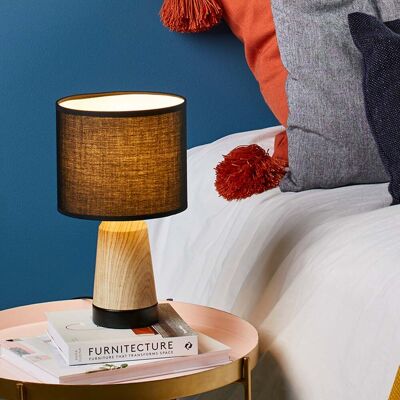 Lampe à poser Baltik noir/bois clair, hauteur 33 cm - COREP SAS - Salon / séjour - Métal - Avec abat-jour Lampe à poser Baltik noir/bois clair, hauteur 33 cm - COREP SAS - Salon / séjour - Métal - Avec abat-jour