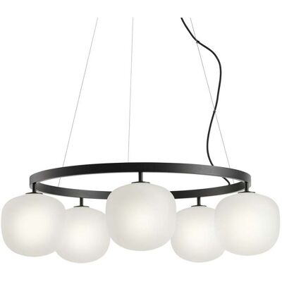 Suspension noire en verre, Ø 80 cm, G9 - Muuto - Salon / séjour - Design - Multi-ampoules Suspension noire en verre, Ø 80 cm, G9 - Muuto - Salon / séjour - Design - Multi-ampoules