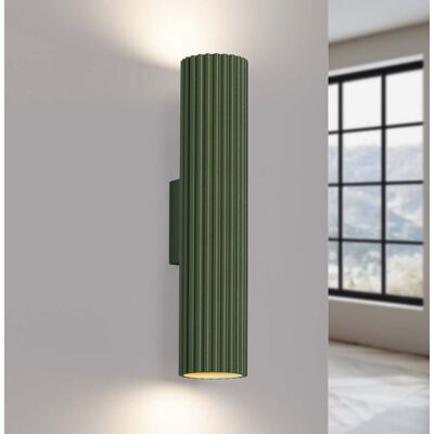 ALORA Applique murale Hauteur 30 cm Vert olive Métal 2 x GU10 - SOLLUX SOLLUX LIGHTING - Salon / séjour - Aluminium - Multi-ampoules ALORA Applique murale Hauteur 30 cm Vert olive Métal 2 x GU10 - SOLLUX SOLLUX LIGHTING - Salon / séjour - Aluminium - Multi-ampoules