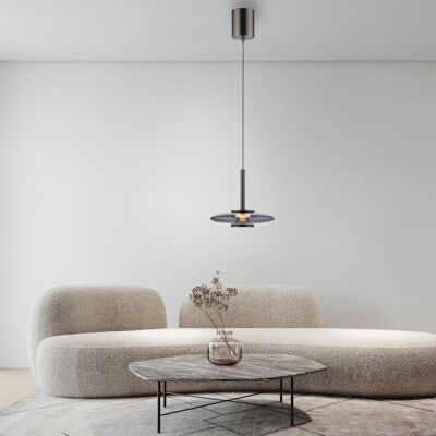 Suspension LED Vitrum, grise, verre/aluminium, Ø 22 cm - PURE - Salon / séjour - Moderne - Avec abat-jour Suspension LED Vitrum, grise, verre/aluminium, Ø 22 cm - PURE - Salon / séjour - Moderne - Avec abat-jour