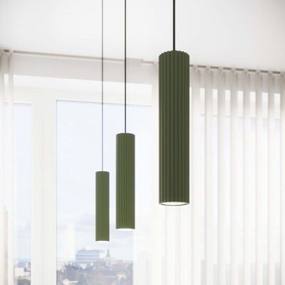 Suspension ALORA, vert olive, Ø 8 cm, métal, GU10 - SOLLUX SOLLUX LIGHTING - Salon / séjour - Aluminium - À ampoule unique Suspension ALORA, vert olive, Ø 8 cm, métal, GU10 - SOLLUX SOLLUX LIGHTING - Salon / séjour - Aluminium - À ampoule unique